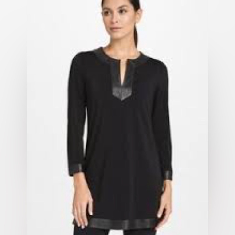 Tory Burch Black Tunic s/ Leather Trim